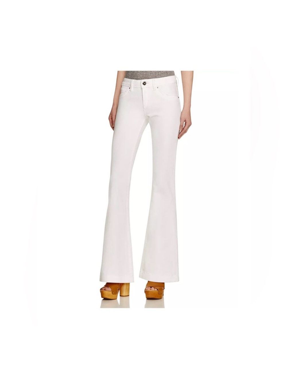 DL1961 White High-Rise Flare Jeans
